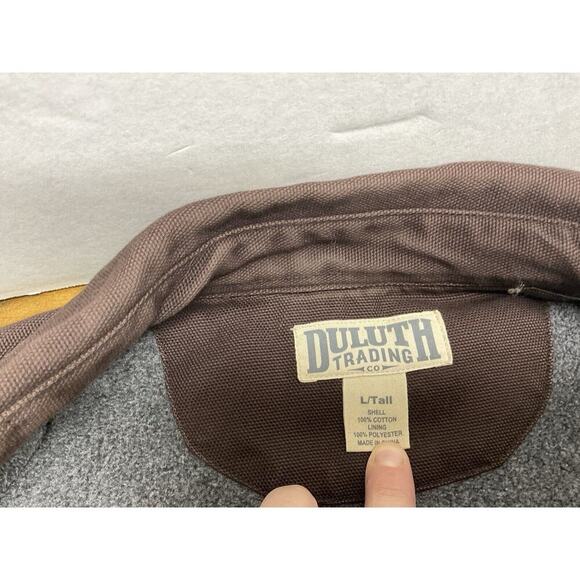 Duluth Trading Men's L Tall Brown Fleece Lined Heavy Canvas Shirt Jacket Snap - Picture 11 of 11